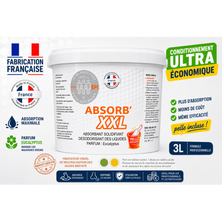 POUDRE ABSORBANTE SOLIDIFIANTE PARFUMEE SEAU DE 3L AVEC PELLE